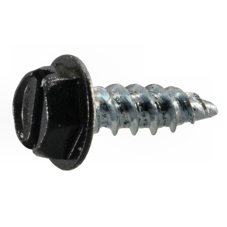 Midwest Fastener #7 x Slotted Drive, Flange Hex Head Sheet Metal Screw, Zinc Plated Steel, 100 PK 54322